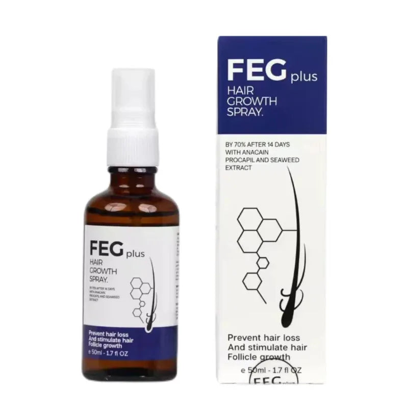 FEG PLUS Hair Growth Serum & Spray – 50ml Advanced Formula for Men & Women, Stronger, Thicker Hair